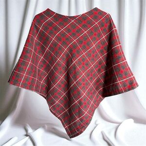 Fratelli Tallia Plaid Poncho - Red